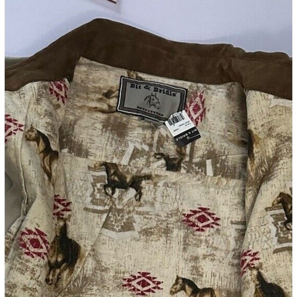 Bit & Bridle Men's Long Sleeve Button Down Khaki Shirt Flannel Lined Size L NWT - Picture 4 of 4